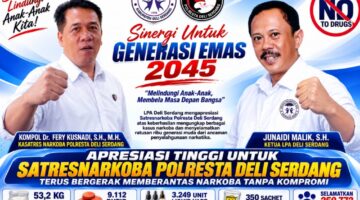 LPA Deli Serdang Apresiasi Satresnarkoba Polresta Deli Serdang – Ungkap Kasus Narkoba Besar, Selamatkan 250 Ribu Jiwa